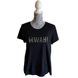 REBECCA Minkoff Pearl Embellished MWAH! Tee Size Black Medium